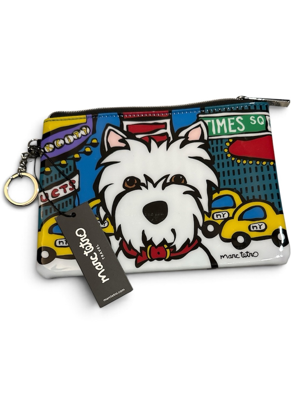 Marc Tetro NYC Westie in Times Square Zip Pouch, Keyring